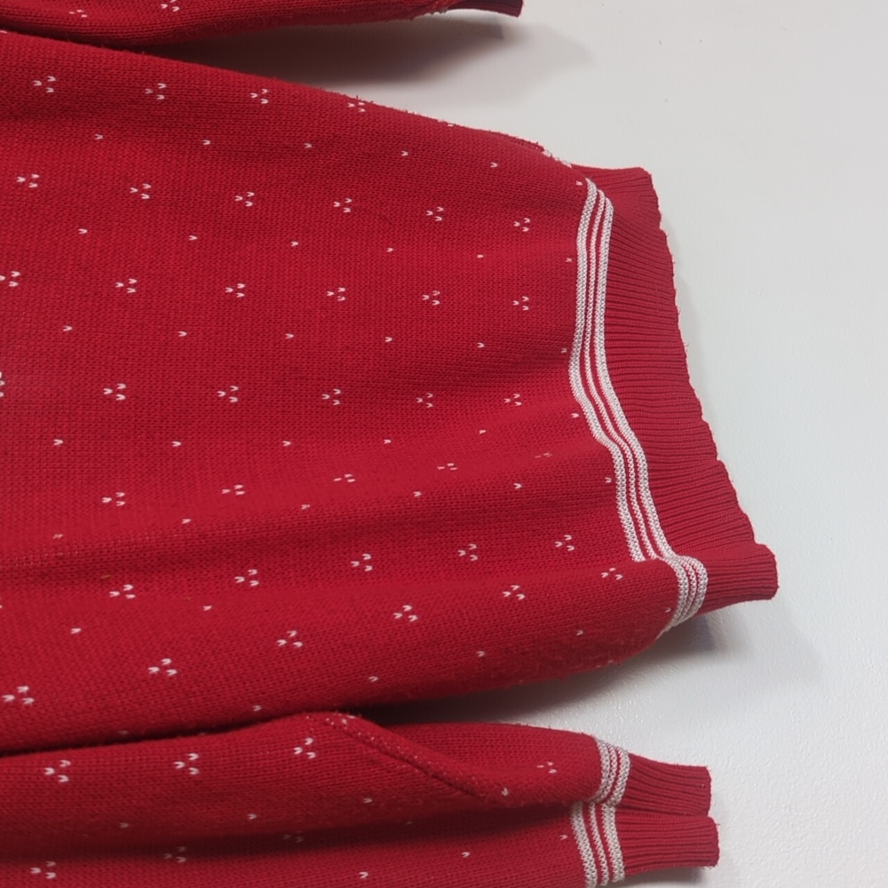 🌸Vintage Scott McClintock 1980s Red White Pullover Sweater Bibbed Collar Small - Picture 6 of 10